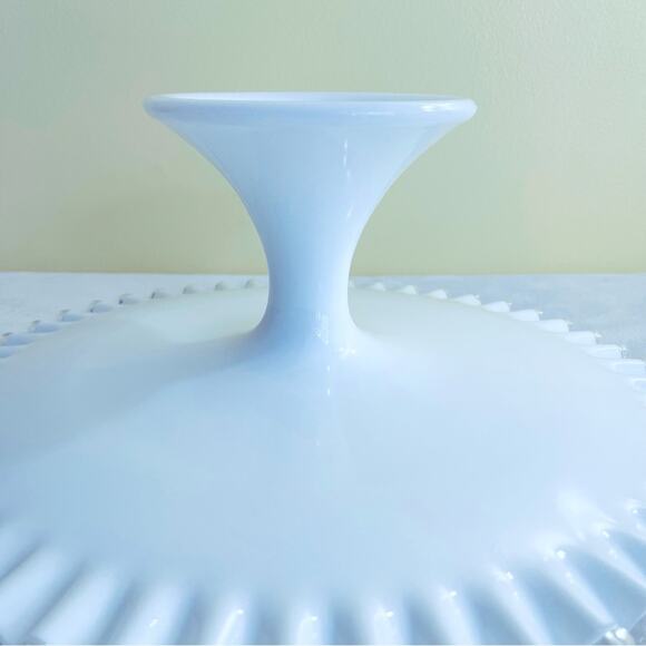 Vtg Fenton Silver Crest Ruffled Milk Glass Pedestal Cake Stand Plate Scalloped - Picture 6 of 15